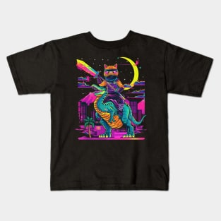 Cat Dinosaur Mischief Kids T-Shirt